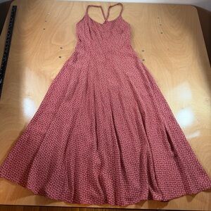 Ann Taylor Seamed Flare Midi Dress Size 4 Geometric Tile Pattern Red